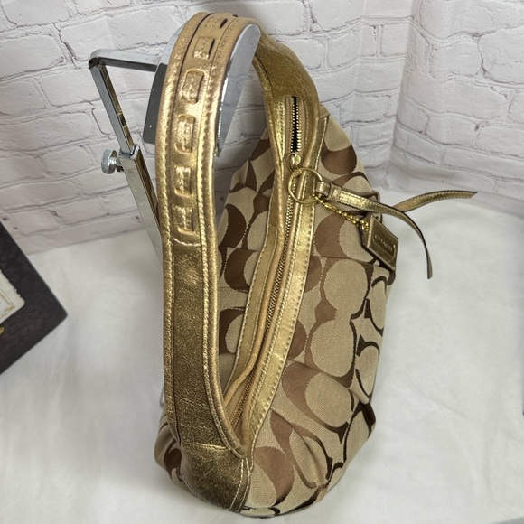 Coach Ergo Signature Jacquard Pleated Brown Canvas Hobo Metallic C0882-12227 - Picture 8 of 16